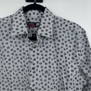 NEW Black and White Checkered Rose Print Men's Shirt J.Ferrar Medium K0023